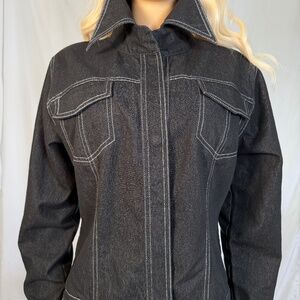 Vintage Street Style Black Denim Jacket Size L
